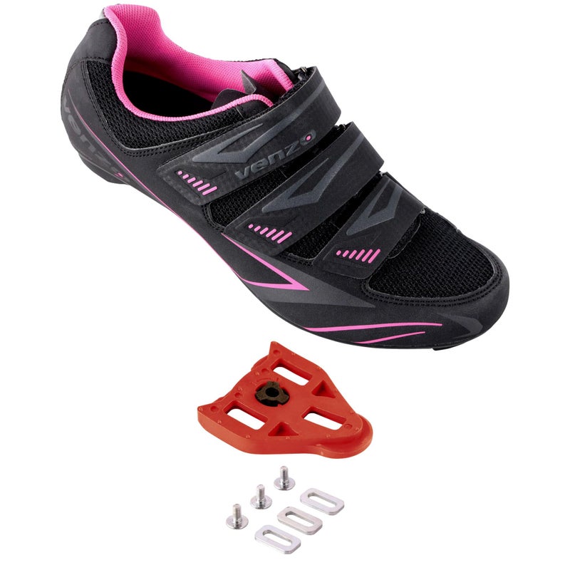 Venzo Bike Bicycle Women's Ladies Cycling Riding Shoes - Compatible with Peloton, for for Shimano SPD & Look ARC Delta - Perfect for Indoor Exercise Bikes & Road Racing - with Look Delta Cleats - Size - Image 1
